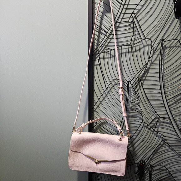 Botkier | Valentina Leather Flap Satchel, 2 Crossbody Straps, Champagne Hardware - Picture 14 of 15